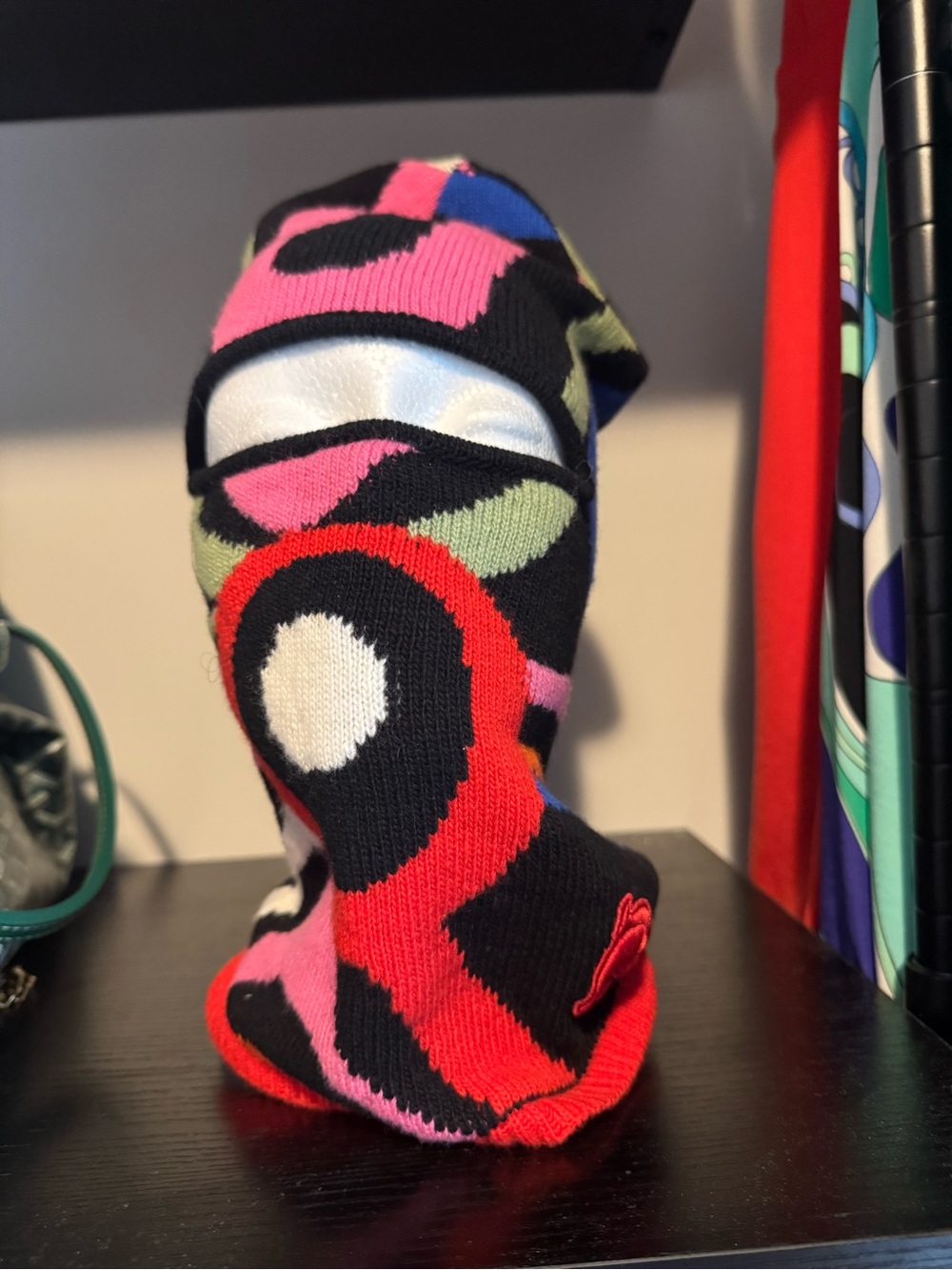 Kids Colorful Patterned Balaclava Hat - Black, Pink & Red